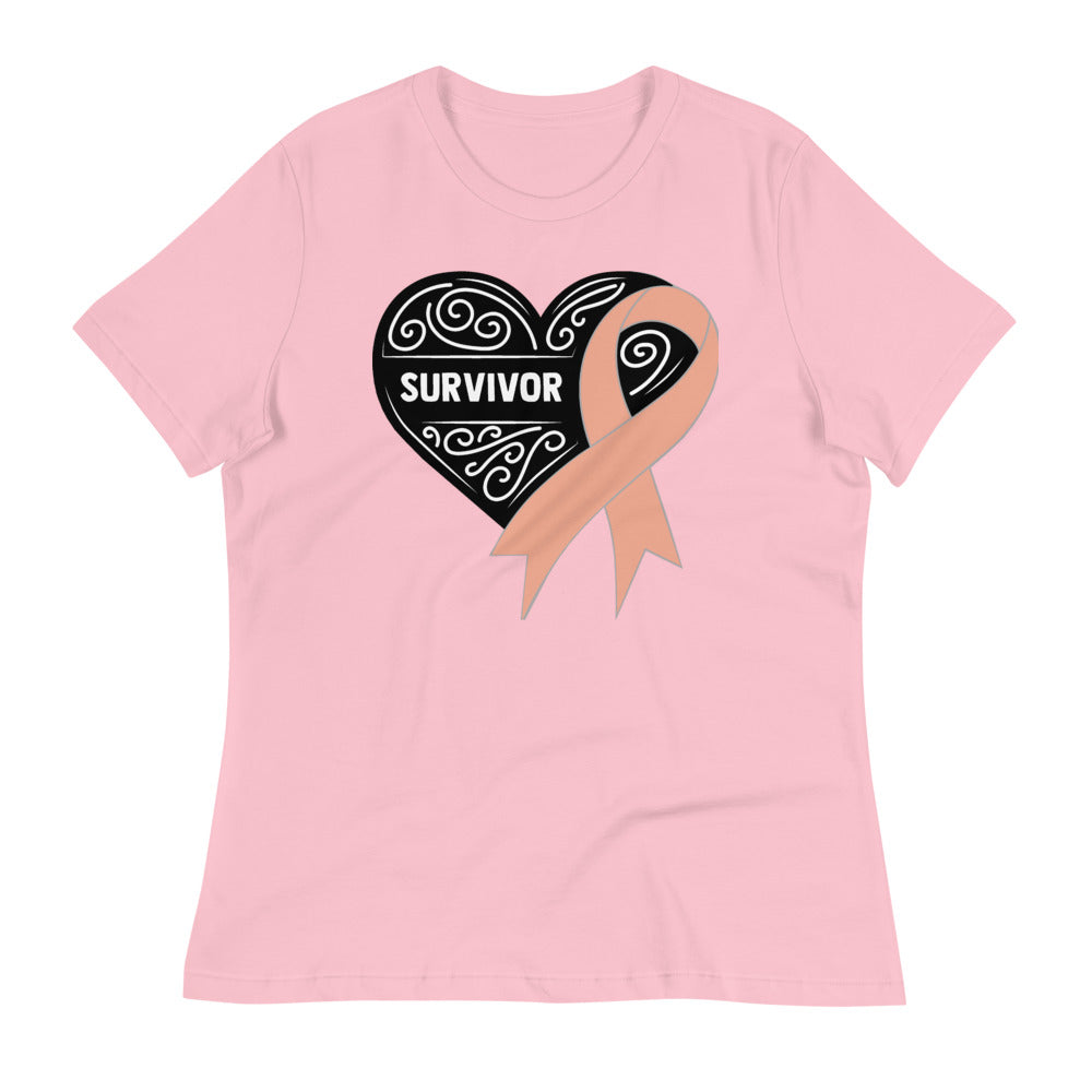 Survivor Black Uterine or Endometrial Cancer -- Womens Relaxed T Shirt