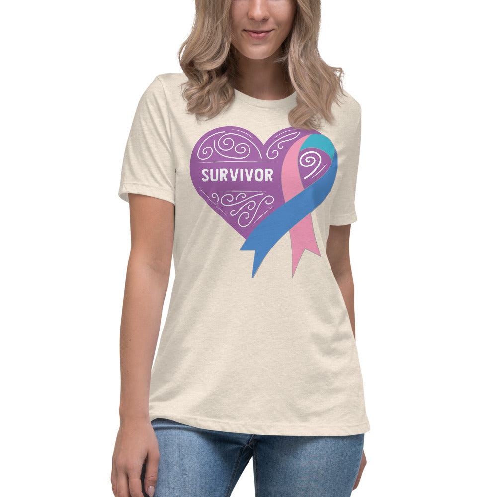 Survivor Lavender Thyroid Cancer -- Womens Relaxed T Shirt