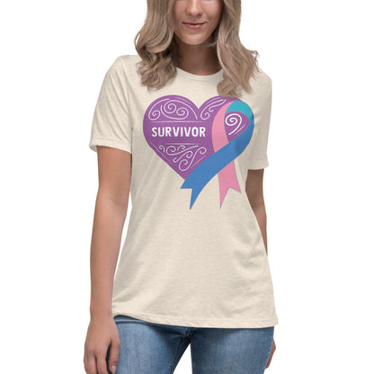 Survivor Lavender Thyroid Cancer -- Womens Relaxed T Shirt