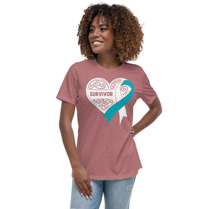 Survivor White Cervical Cancer -- Womens Relaxed T Shirt