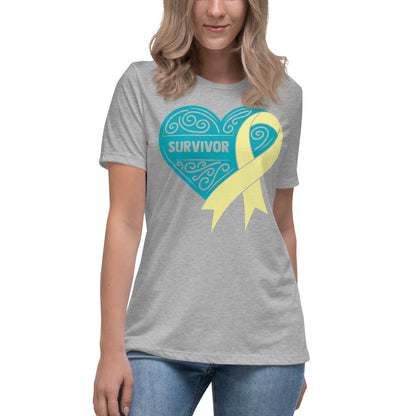 Survivor Teal Bone and Sarcoma Cancer -- Womens Relaxed T Shirt