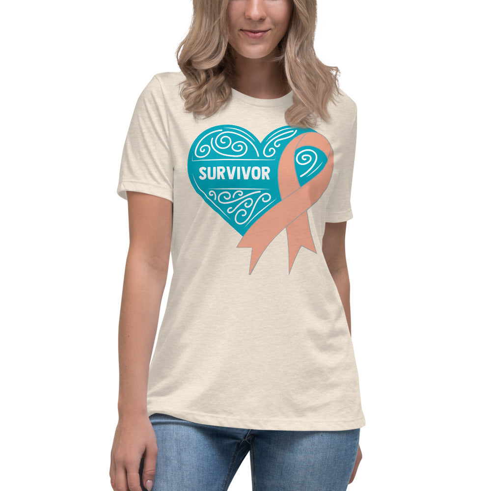 Survivor Teal Uterine or Endometrial Cancer -- Womens Relaxed T Shirt