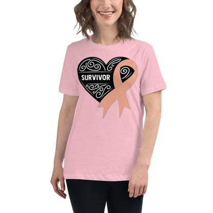 Survivor Black Uterine or Endometrial Cancer -- Womens Relaxed T Shirt