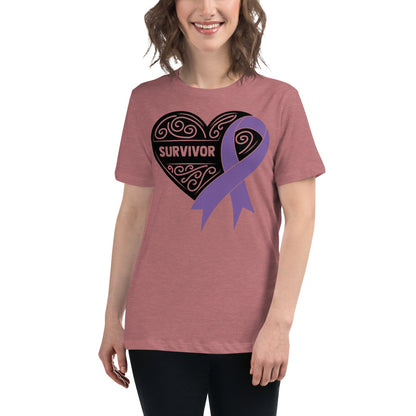 Survivor Black all Cancers -- Womens Relaxed T Shirt