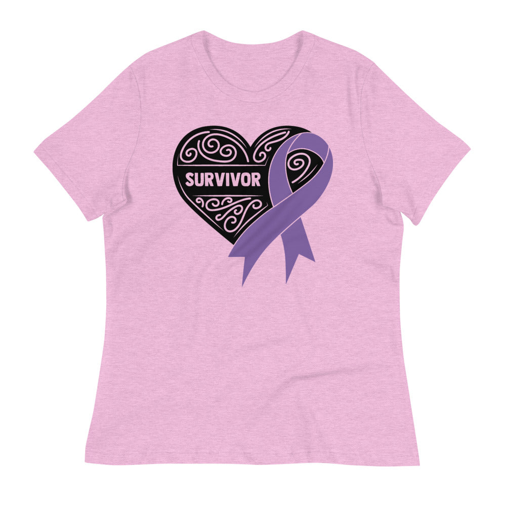 Survivor Black all Cancers -- Womens Relaxed T Shirt