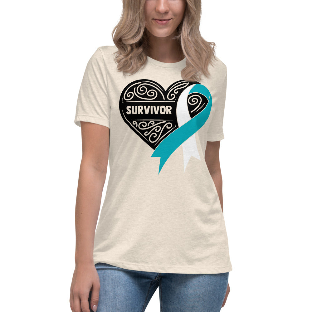 Survivor Black Cervical Cancer -- Womens Relaxed T Shirt