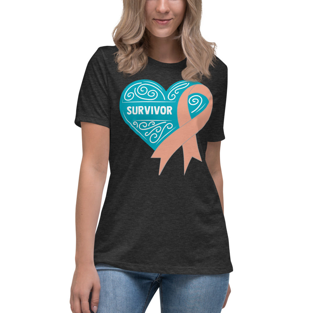 Survivor Teal Uterine or Endometrial Cancer -- Womens Relaxed T Shirt