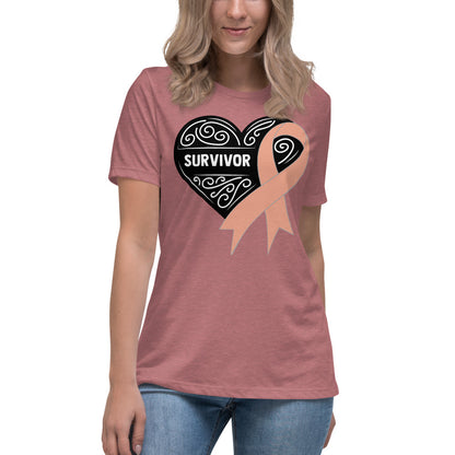 Survivor Black Uterine or Endometrial Cancer -- Womens Relaxed T Shirt