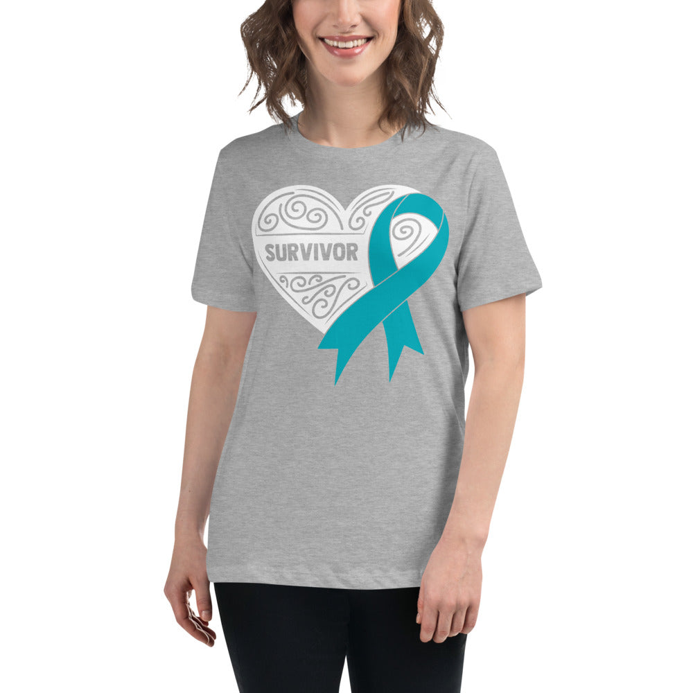 Survivor White Ovarian Cancer -- Womens Relaxed T Shirt