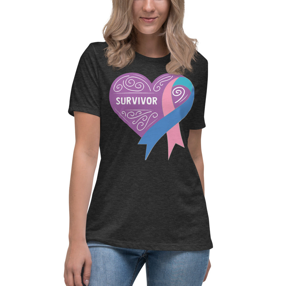 Survivor Lavender Thyroid Cancer -- Womens Relaxed T Shirt