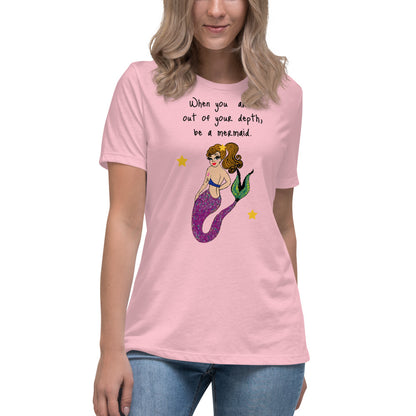 Be A Mermaid Breast Cancer-- Womens Relaxed T Shirt