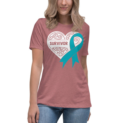 Survivor White Ovarian Cancer -- Womens Relaxed T Shirt