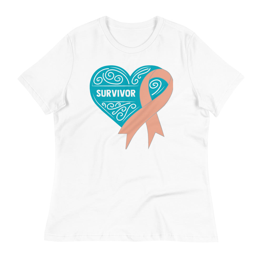 Survivor Teal Uterine or Endometrial Cancer -- Womens Relaxed T Shirt