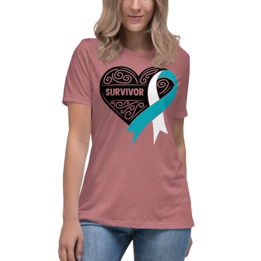 Survivor Black Cervical Cancer -- Womens Relaxed T Shirt