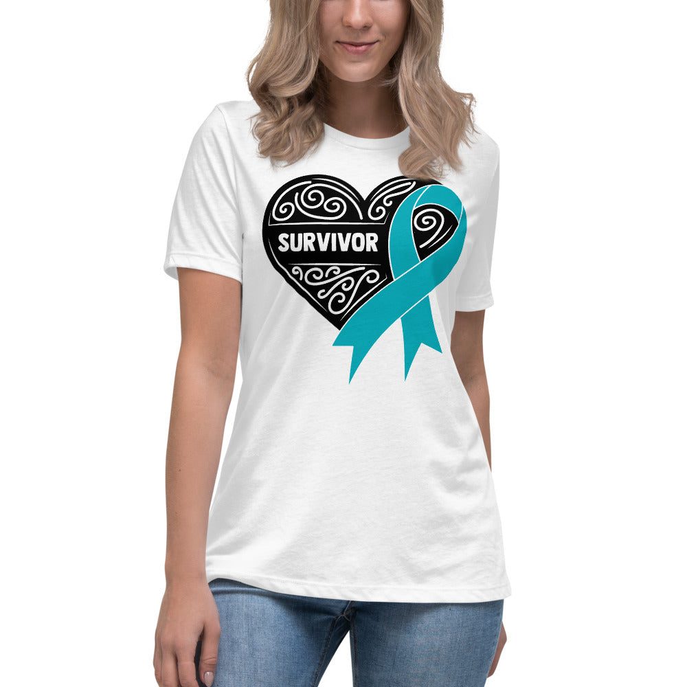 Survivor Black Ovarian Cancer -- Womens Relaxed T Shirt