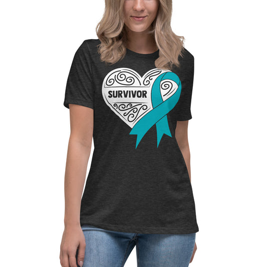 Survivor White Ovarian Cancer -- Womens Relaxed T Shirt