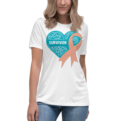 Survivor Teal Uterine or Endometrial Cancer -- Womens Relaxed T Shirt