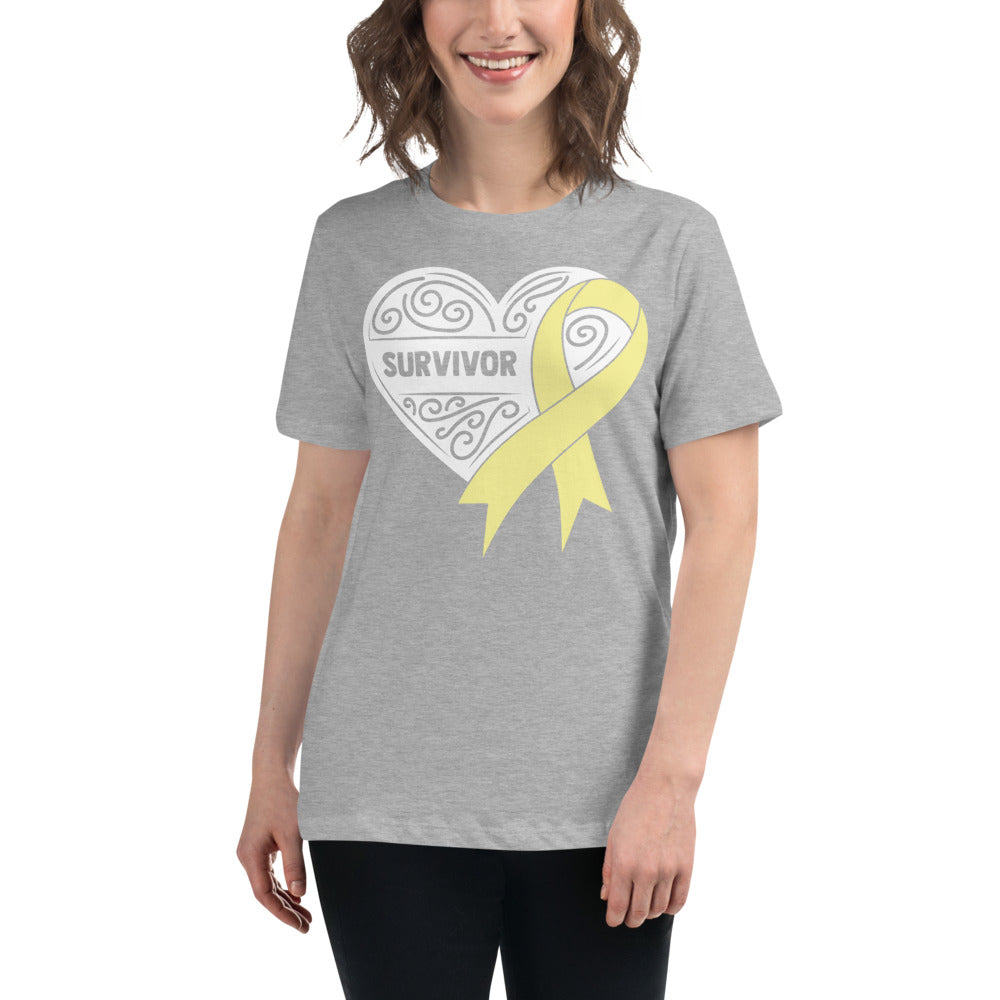 Survivor White Bone and Sarcoma Cancer -- Womens Relaxed T Shirt