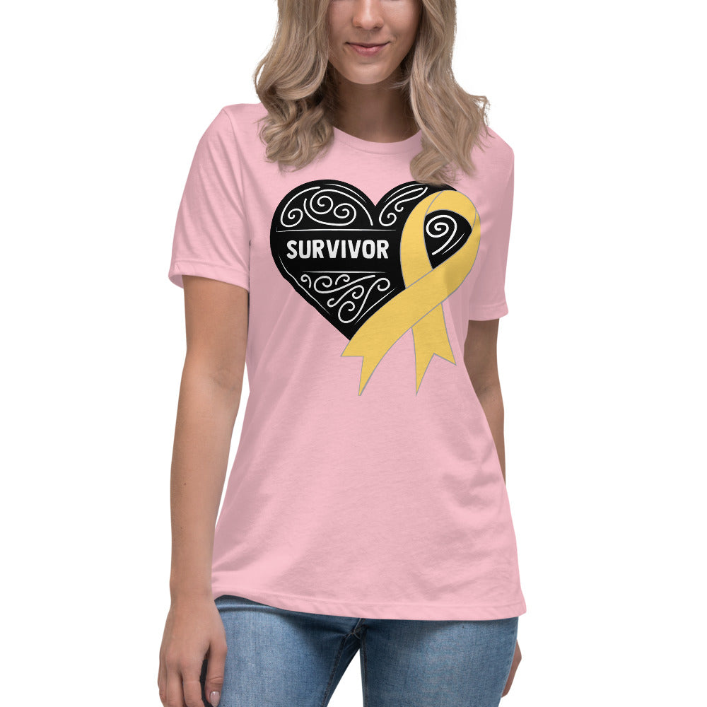 Survivor Black Childhood Cancer -- Womens Relaxed T Shirt