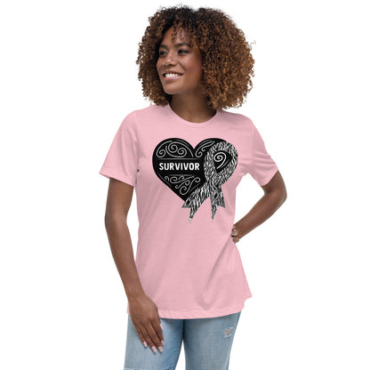 Survivor Black Carcanoid Cancer -- Womens Relaxed T Shirt