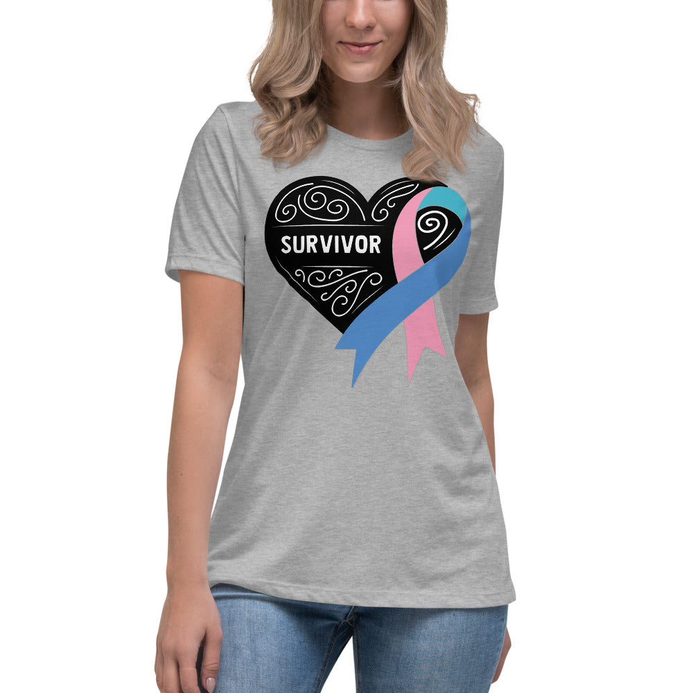 Survivor Black Thyroid Cancer -- Womens Relaxed T Shirt