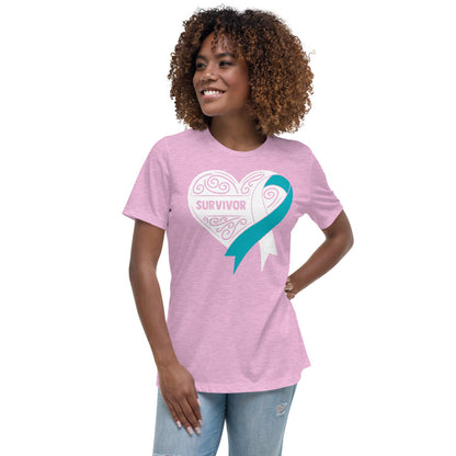 Survivor White Cervical Cancer -- Womens Relaxed T Shirt