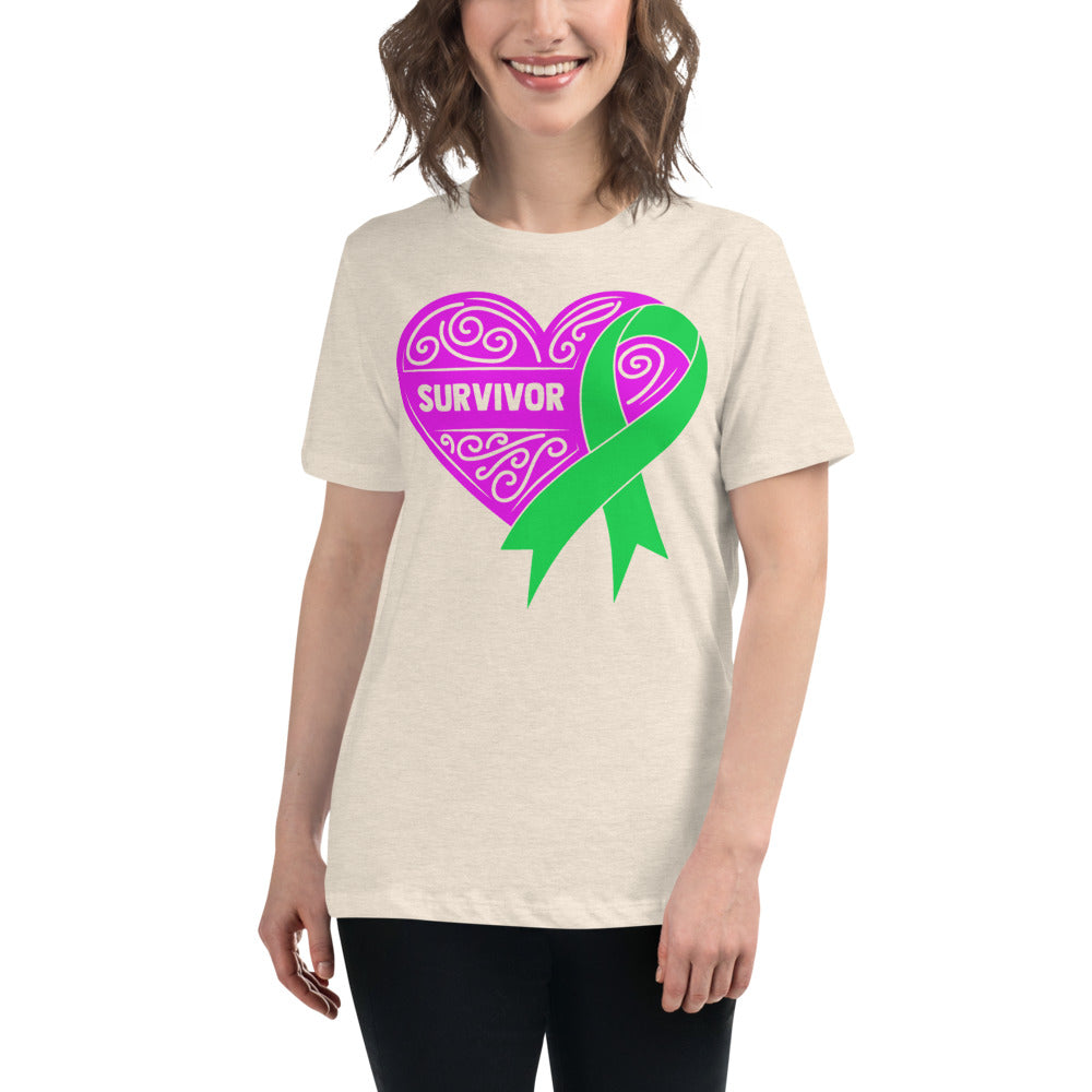 Survivor Pink Lymphoma Cancer -- Womens Relaxed T Shirt