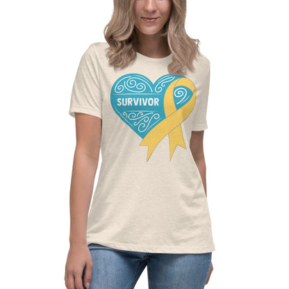 Survivor Teal Childhood Cancer -- Womens Relaxed T Shirt