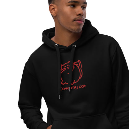 Batty Catty Love Cats RED Embroidered Unisex Premium eco hoodie