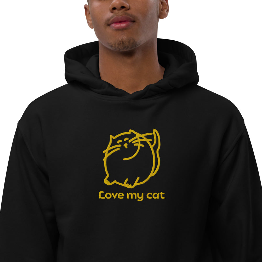 Batty Catty Love Cats GOLD Embroidered Unisex Premium eco hoodie