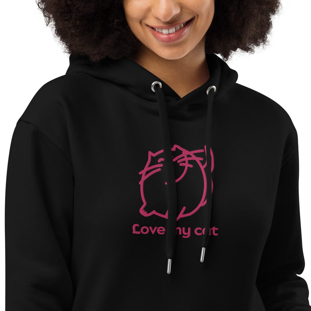 Batty Catty Love Cats PINK Embroidered Unisex Premium eco hoodie