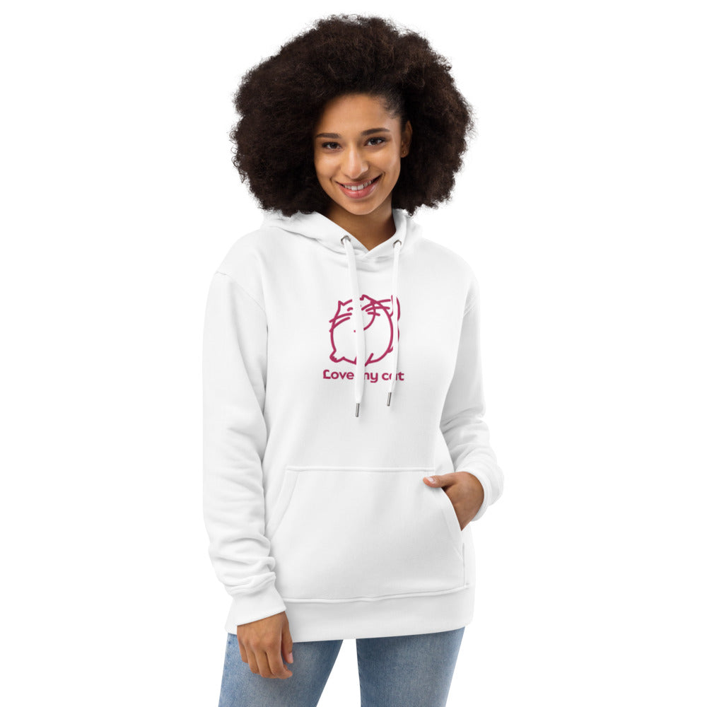 Batty Catty Love Cats PINK Embroidered Unisex Premium eco hoodie