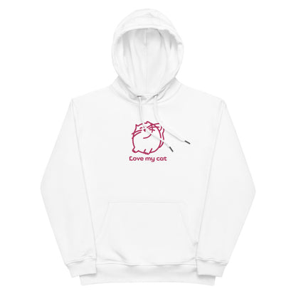 Batty Catty Love Cats PINK Embroidered Unisex Premium eco hoodie