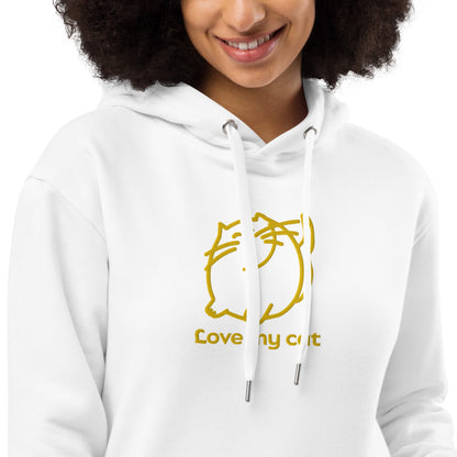 Batty Catty Love Cats GOLD Embroidered Unisex Premium eco hoodie