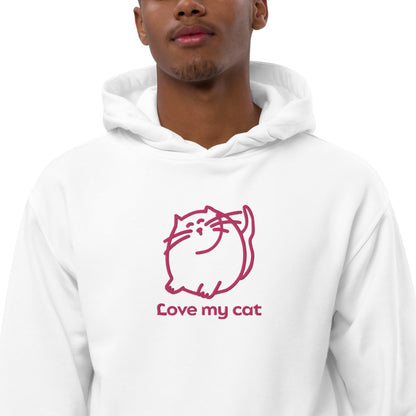 Batty Catty Love Cats PINK Embroidered Unisex Premium eco hoodie