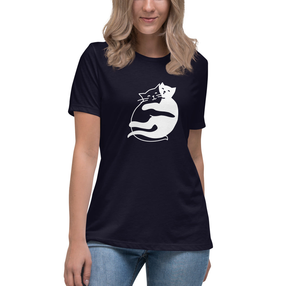 Batty Catty Yin and Yang Cats Women's Relaxed T-Shirt